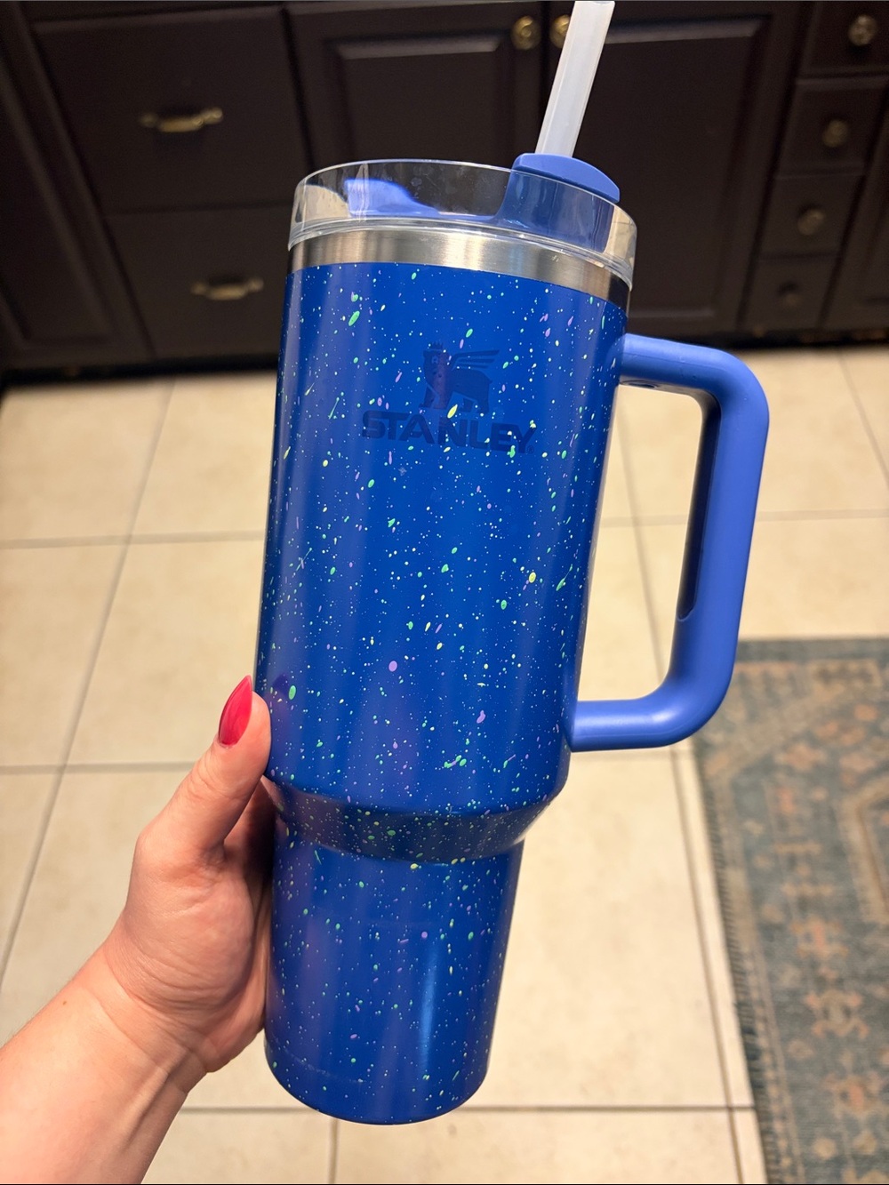 Stanley Blue Speckled Insulated Travel Tumbler with Handle